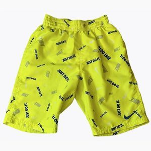 Nike Youth Boys Neon Yellow Elastic Waist Mesh Liner Swim Shorts Trunks Sz Large